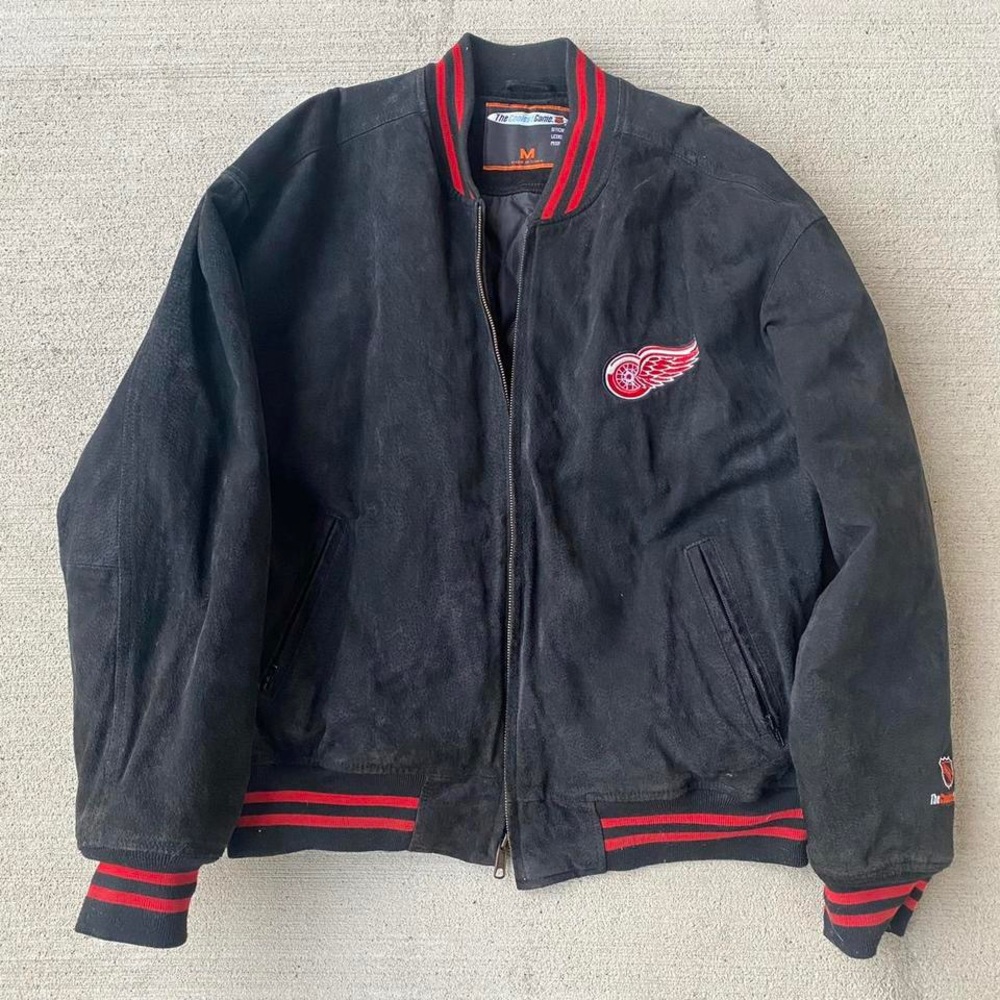 Vintage Red Wings Leather Jacket with Quilted Lining